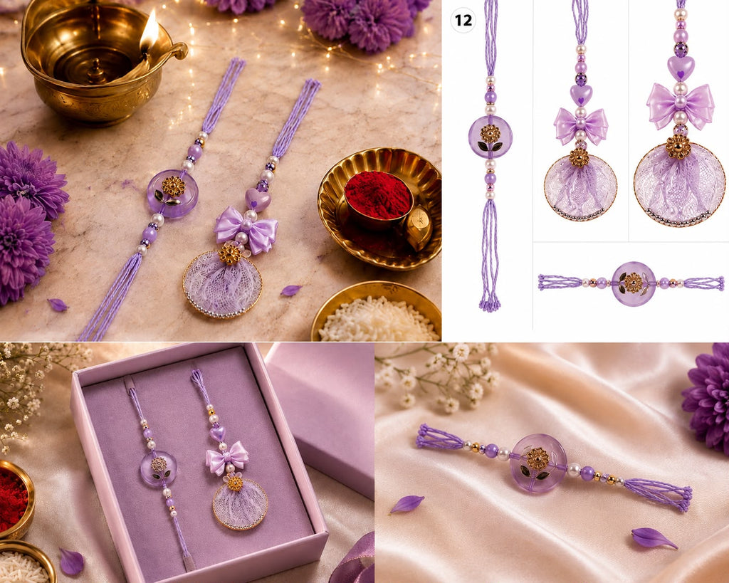Premium Pink Floral Bhaiya Bhabhi Rakhi Set | Designer Lumba Rakhi for Couples | Raksha Bandhan 2026