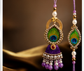 Festoria Premium Peacock Bhaiya Bhabhi Rakhi Set | Designer Krishna Lumba Rakhi for Couples | Raksha Bandhan 2026