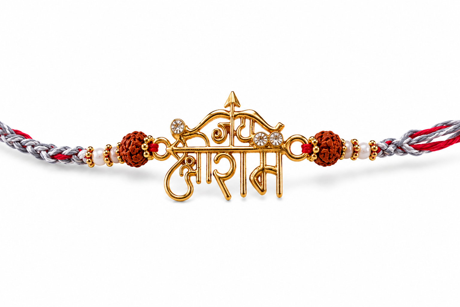 Premium Jai Shree Ram Rakhi with Rudraksha & Pearl Beads with Wild Stone perfume and chocolates| Spiritual Rakhi for Brother | Raksha Bandhan 2026