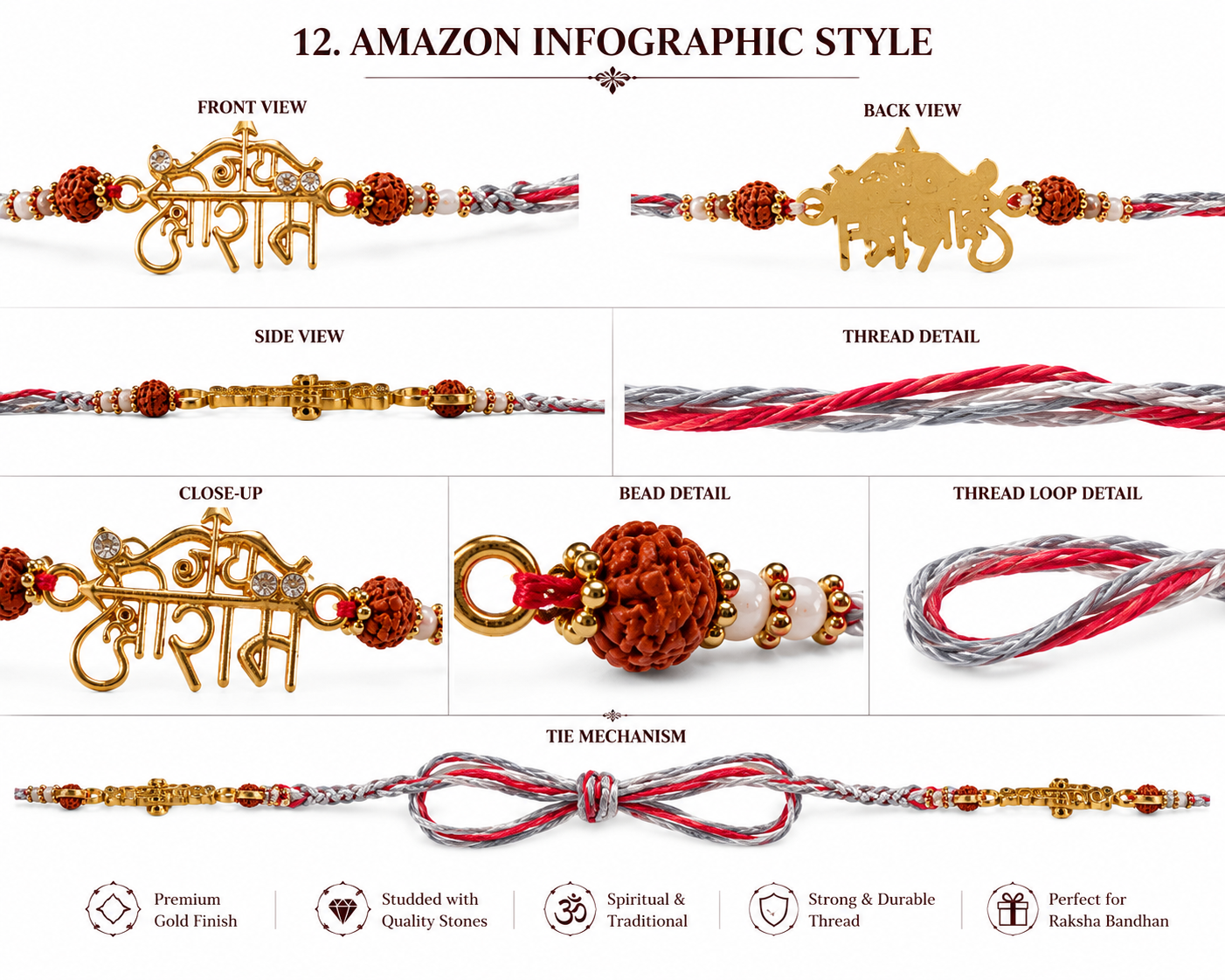 Premium Jai Shree Ram Rakhi with Rudraksha & Pearl Beads with Wild Stone perfume and chocolates| Spiritual Rakhi for Brother | Raksha Bandhan 2026