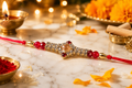Premium Designer Crystal Stone Rakhi with Red Crystal Beads, greeting card and perfume | Luxury Rakhi for Brother | Raksha Bandhan 2026