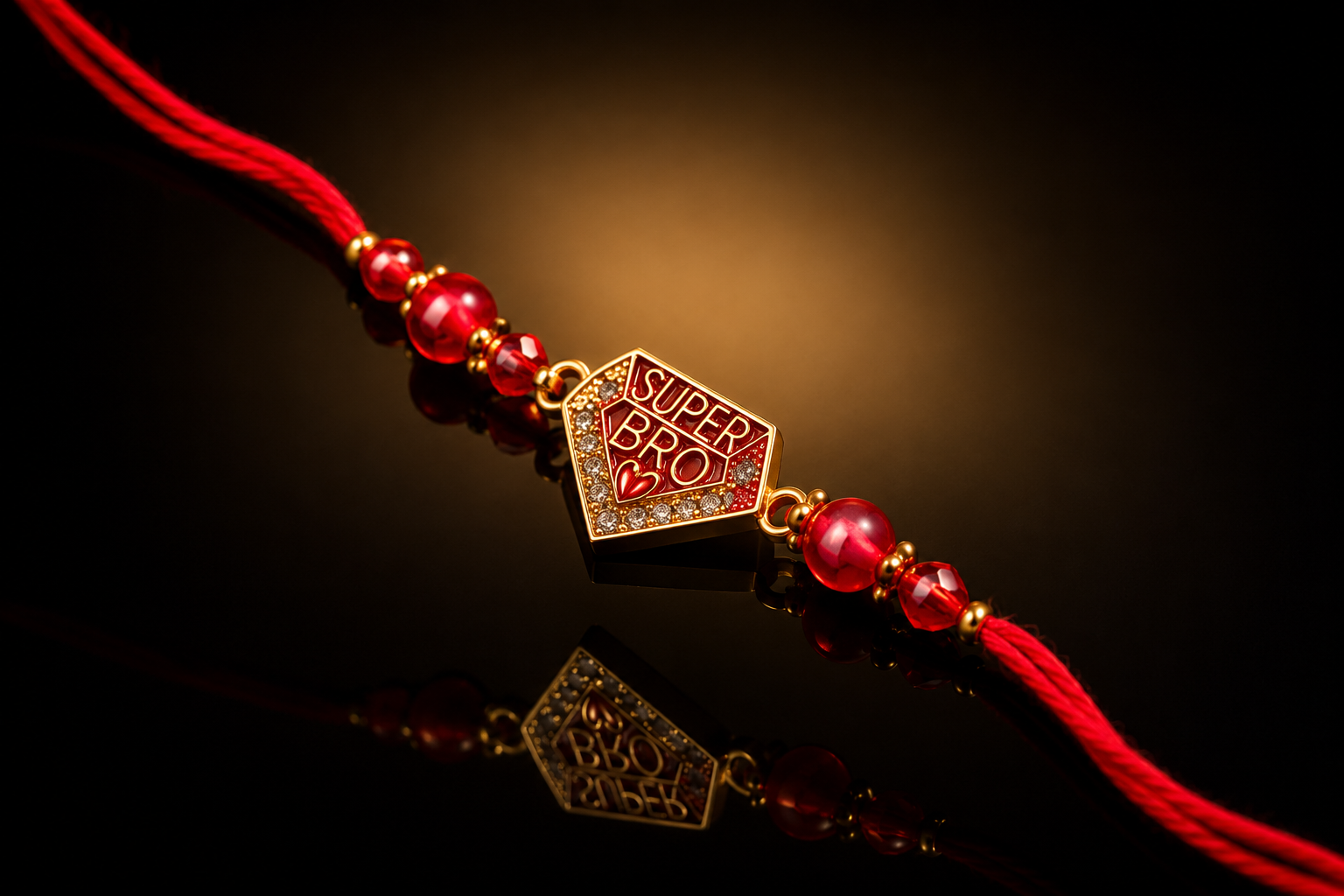Premium Super Bro Rakhi with Red Crystal Beads | Designer Brother Rakhi | Raksha Bandhan 2026