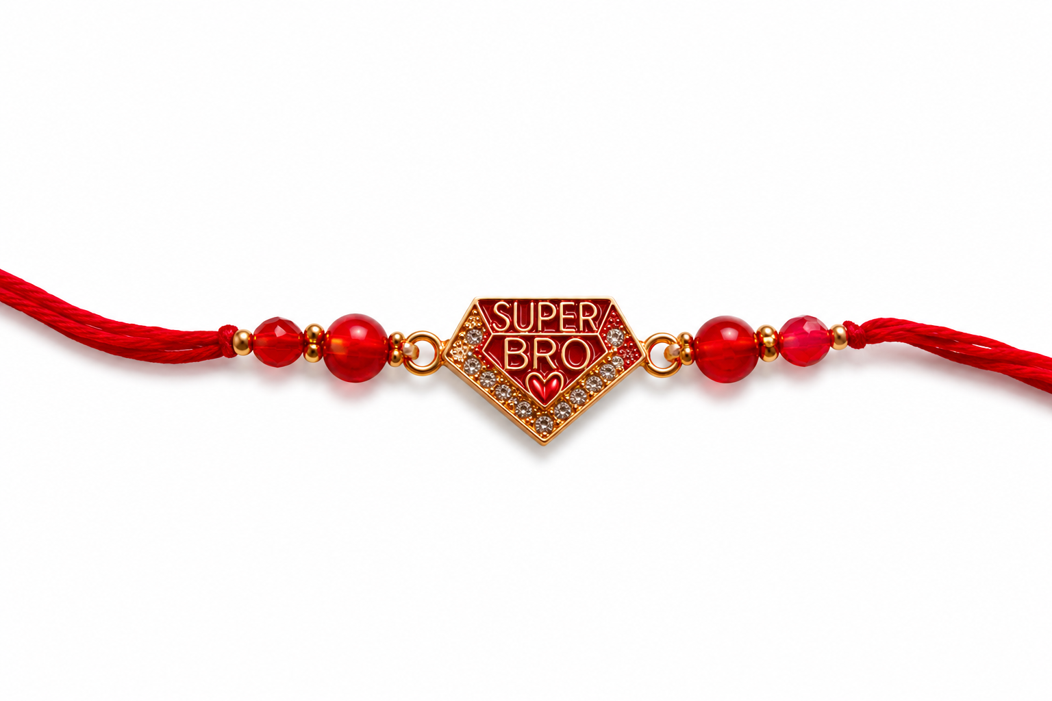 Premium Super Bro Rakhi with Red Crystal Beads | Designer Brother Rakhi | Raksha Bandhan 2026