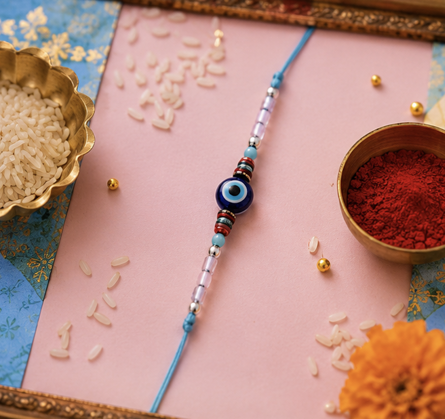 Festoria Premium Evil Eye Rakhi for Brother | Minimalist Sky Blue Nazar Rakhi | Designer Protective Raksha Bandhan Rakhi 2026