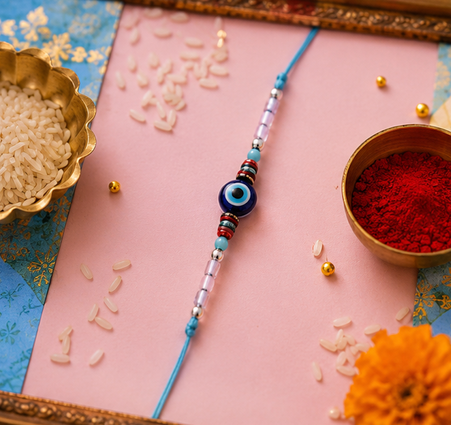 Festoria Premium Evil Eye Rakhi for Brother | Minimalist Sky Blue Nazar Rakhi | Designer Protective Raksha Bandhan Rakhi 2026