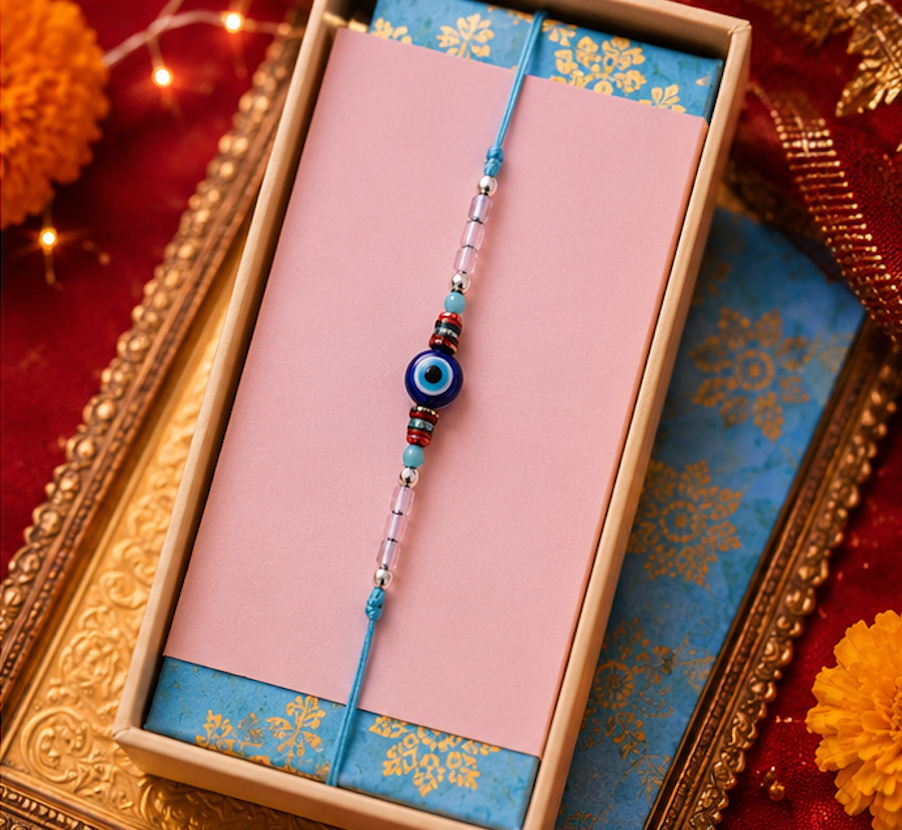 Festoria Premium Evil Eye Rakhi for Brother | Minimalist Sky Blue Nazar Rakhi | Designer Protective Raksha Bandhan Rakhi 2026