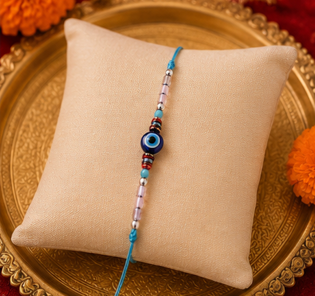 Festoria Premium Evil Eye Rakhi for Brother | Minimalist Sky Blue Nazar Rakhi | Designer Protective Raksha Bandhan Rakhi 2026